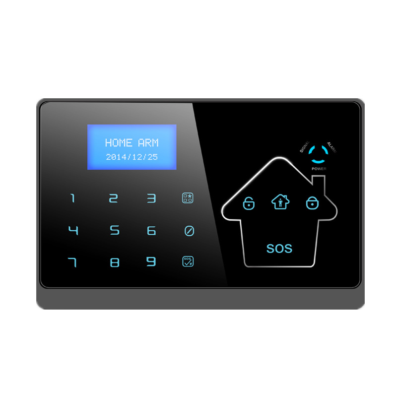 residential alarm monitoring GSM+PSTN Home Alarm System 128x64 lattice LCD screen Door Sensor/remote controller/PIR Sensor/Siren